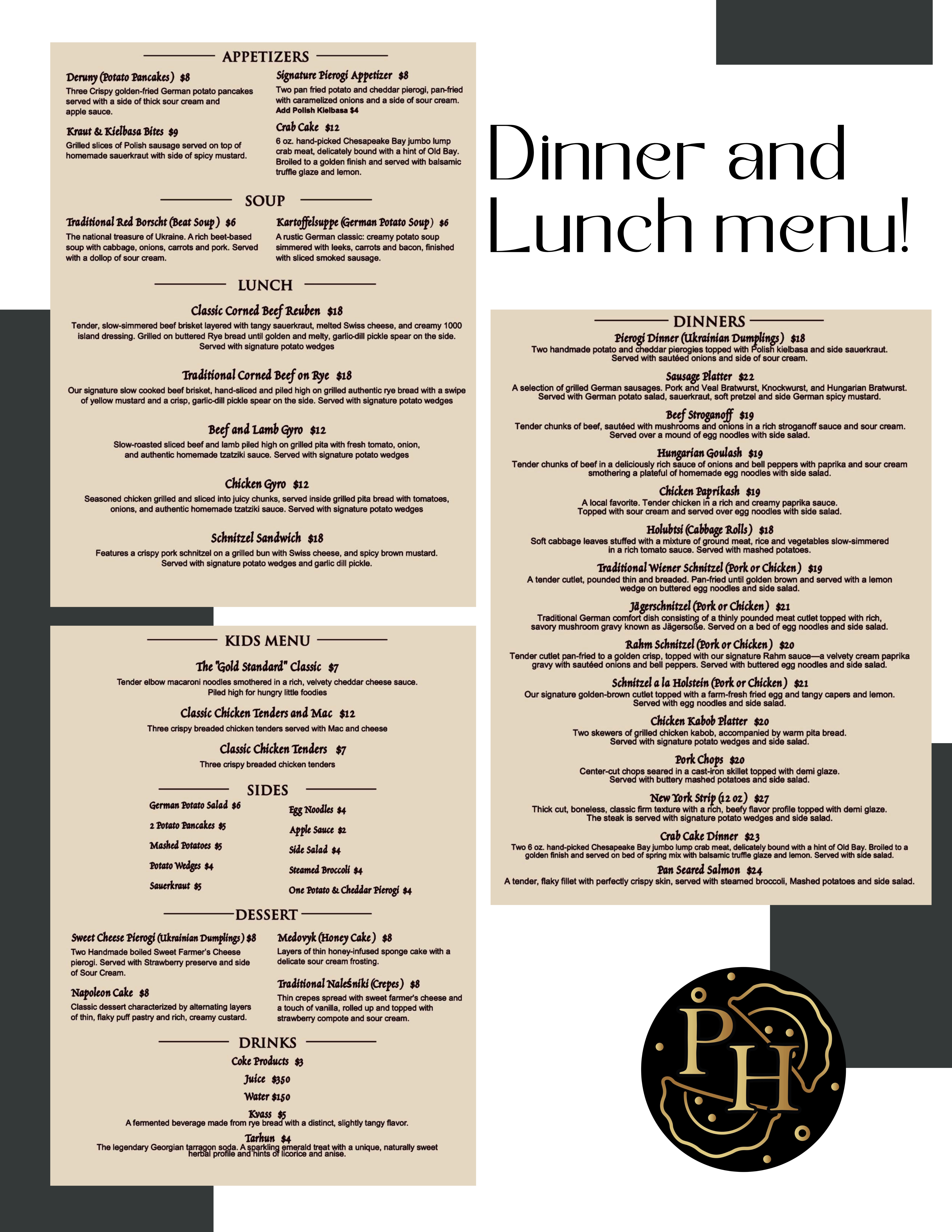 Lunch and Dinner Menu